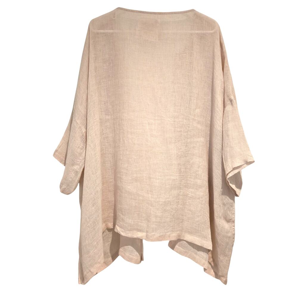 Vikolino 100% European Linen Oversized Jacket OS Pale Pink Lagenlook Pockets - Picture 3 of 4